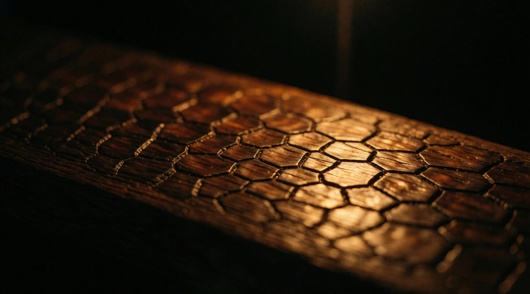The charred inside of an oak cask stave.