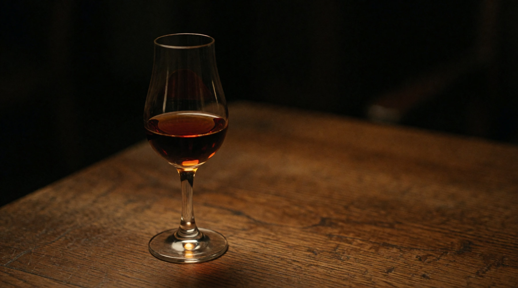 A nosing glass with a measure of pale spirit.